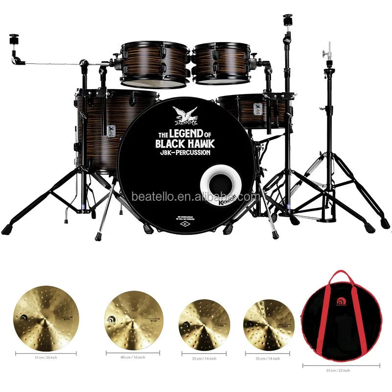Batería Acústica Portátil de 22 Pulgadas con Platillos