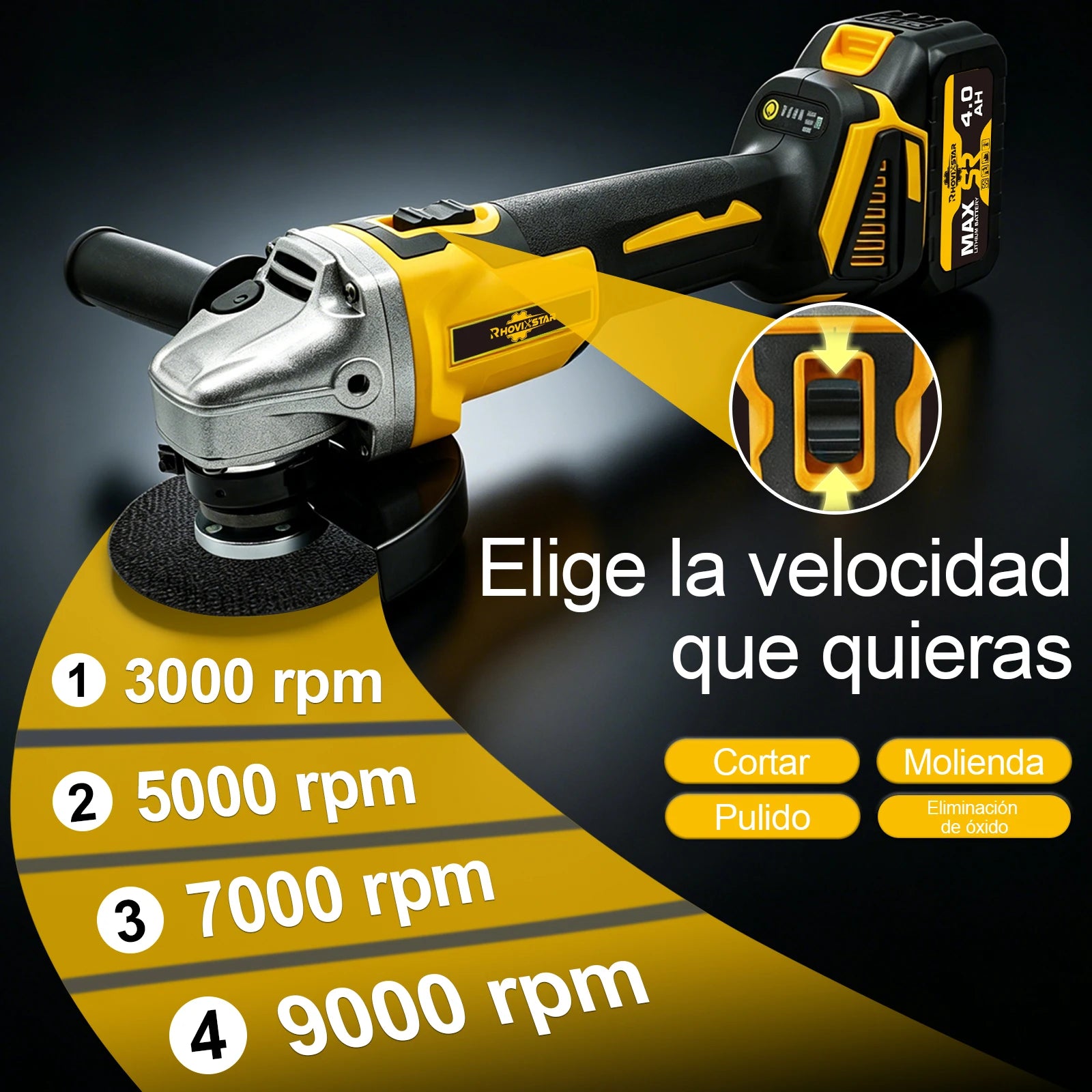 Amoladora Angular Profesional Sin Cable 20V