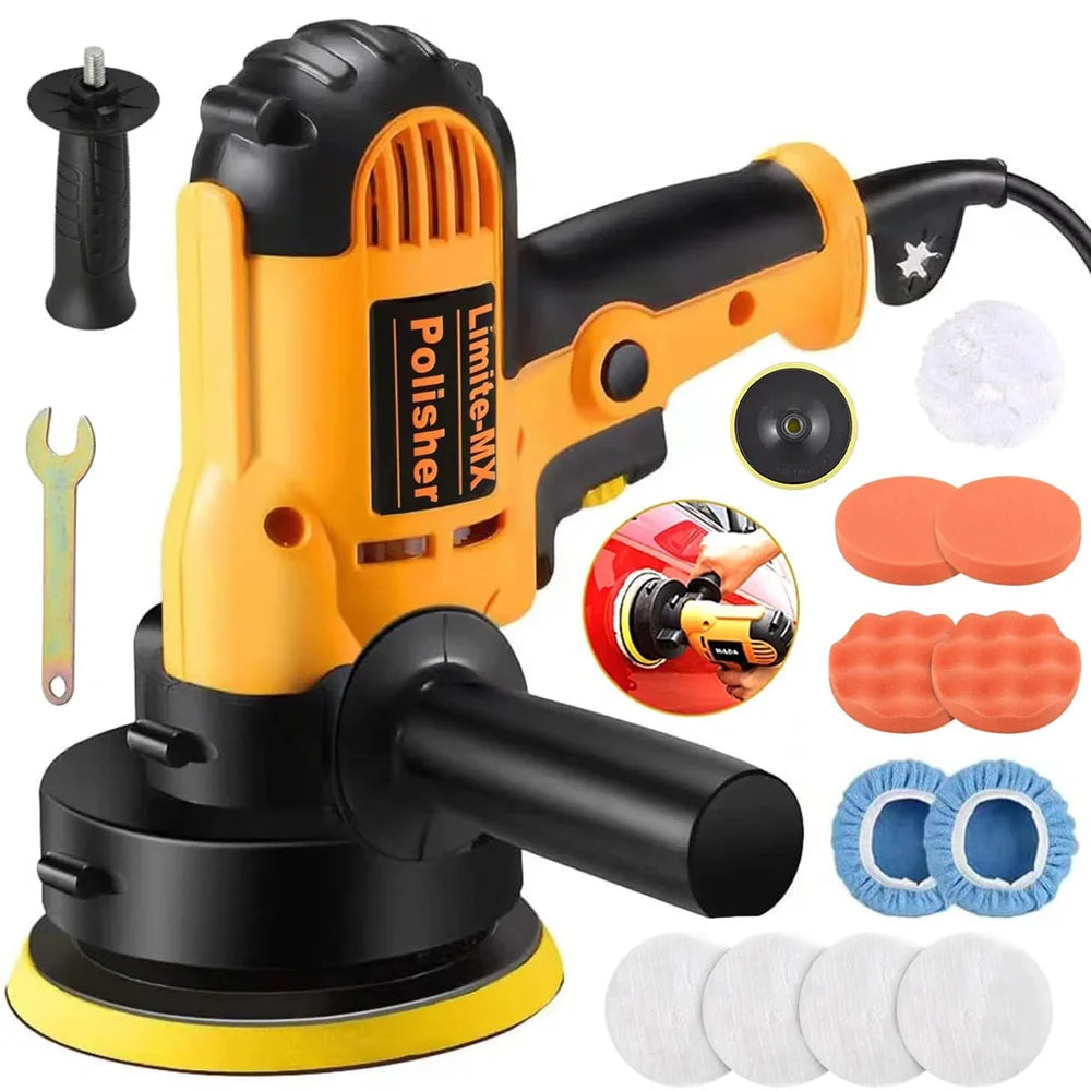 110V Pulidora para Auto,700W Pulidora Orbital de Velocidad Variable（600-3700RPM）,125MM/5-Inch,Juego de 11 Piezas Pulidor con Mango Desmontable Perfecto para Automóviles/Madera/Metal