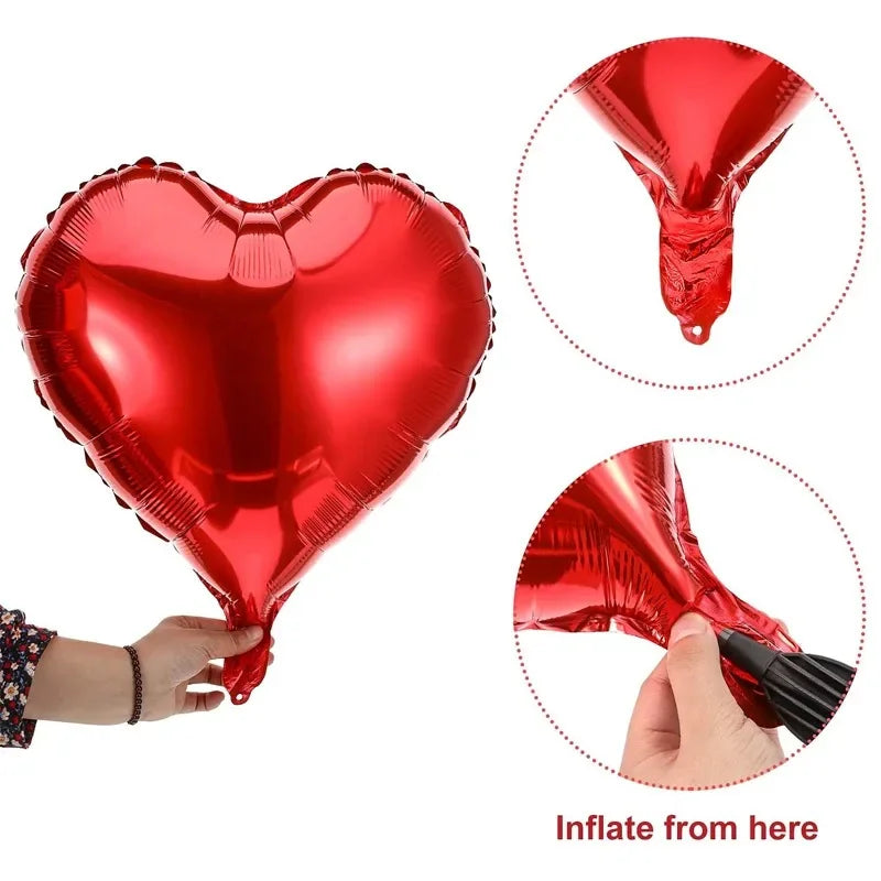 Globos inflables de helio con forma de corazón rojo 50 PC