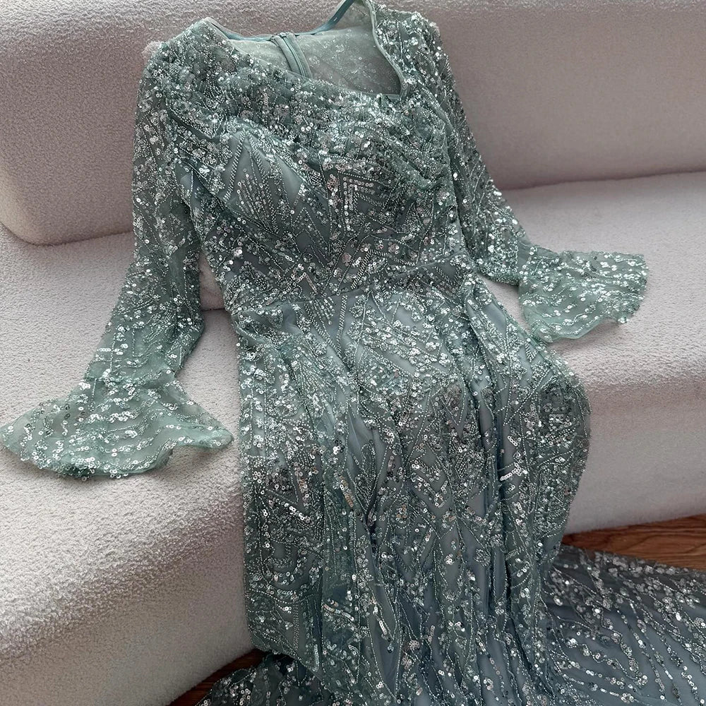 Vestido Dubai turquesa con cuentas