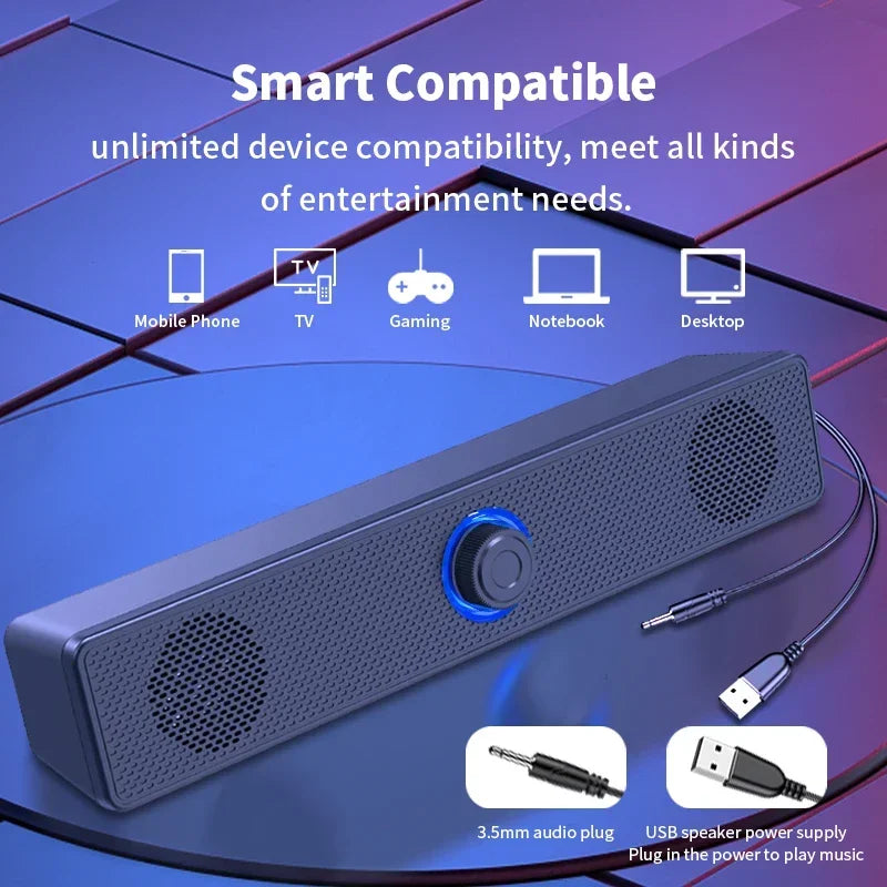 Barra de sonido para PC, Altavoz Bluetooth inalámbrico