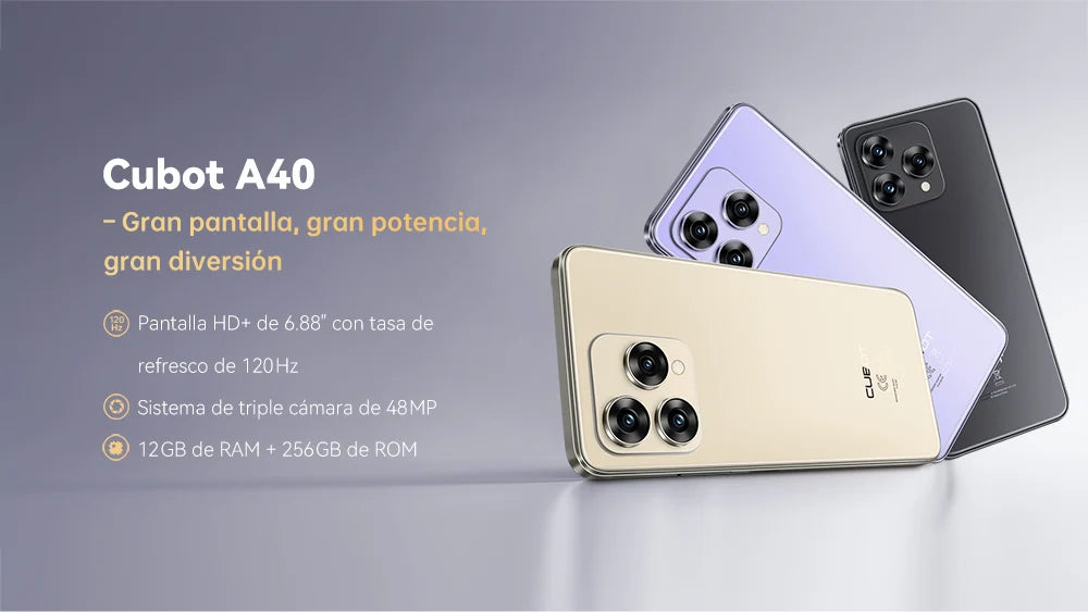 Smartphone Android 15, Cubot A40, 12 GB de RAM
