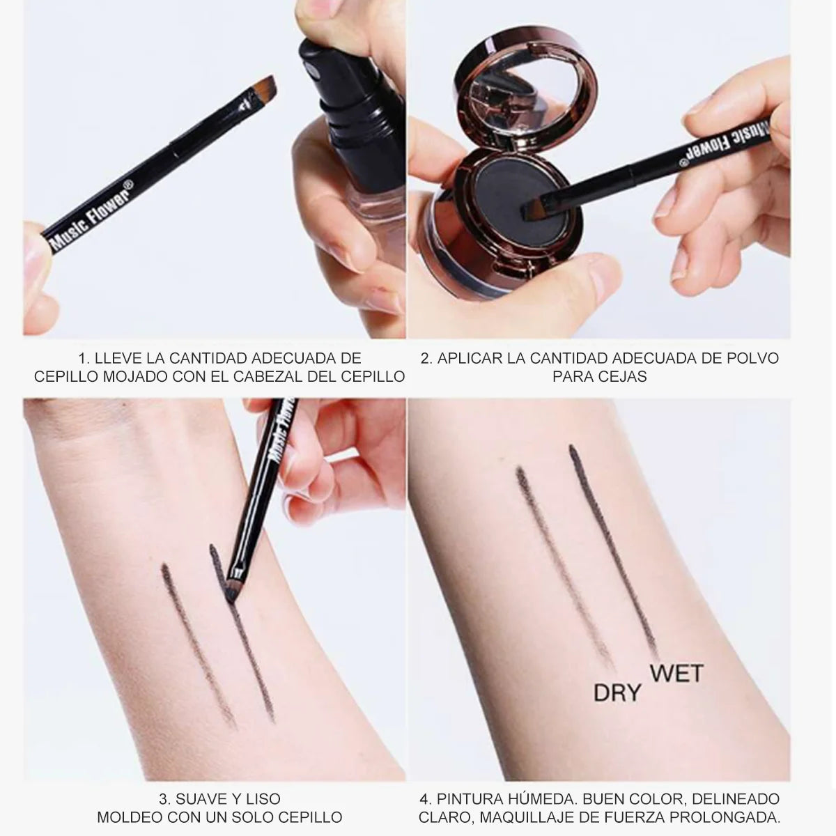 Dúo de gel y polvo para cejas, 6 colores, dura hasta 24 horas