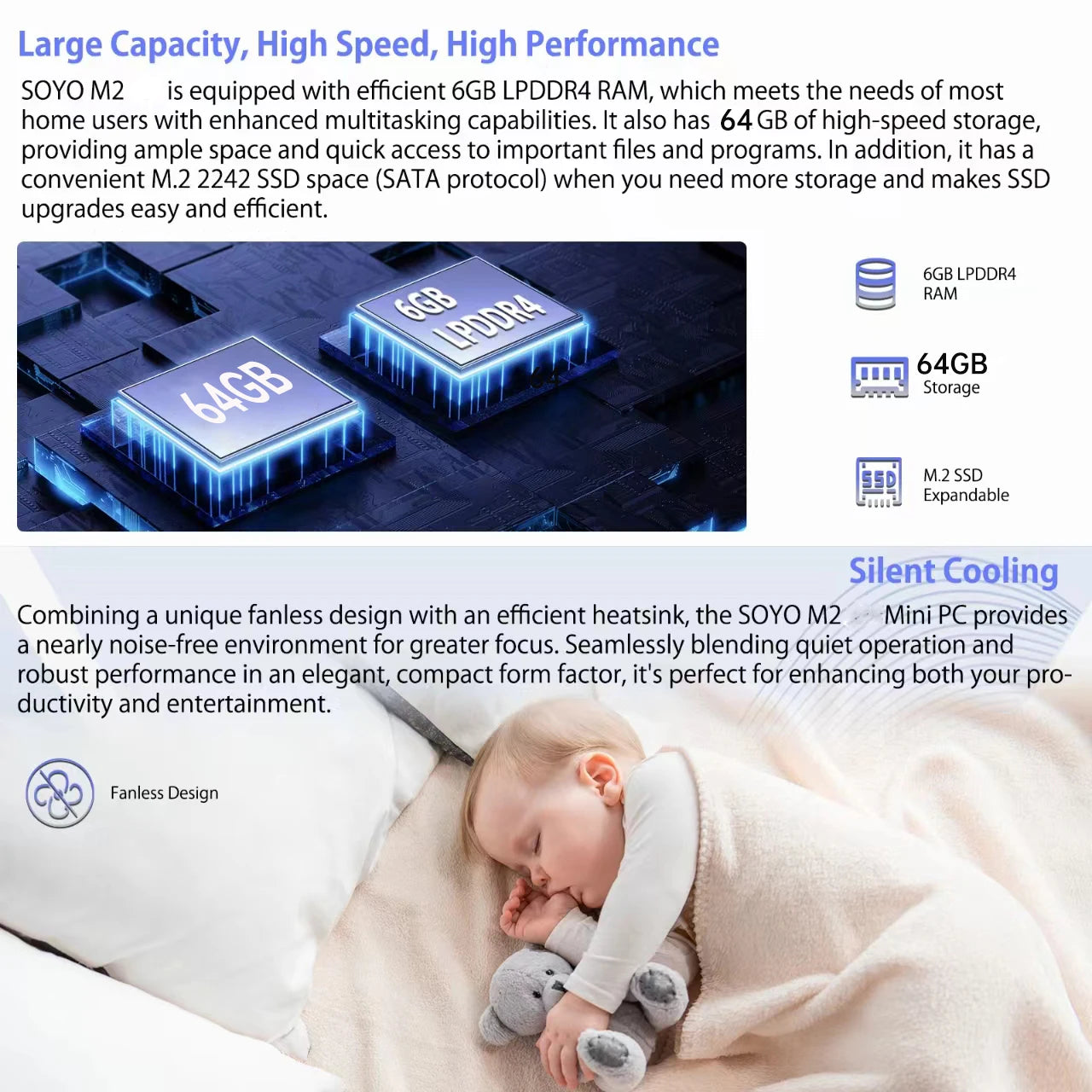 Mini PC Intel N4000 CPU 6G RAM 64G