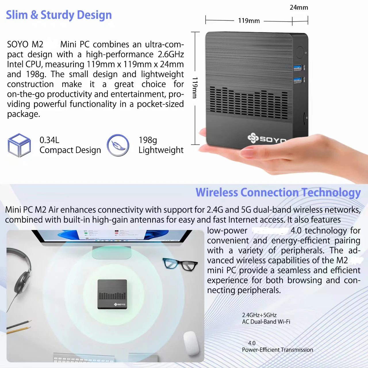 Mini PC Intel N4000 CPU 6G RAM 64G