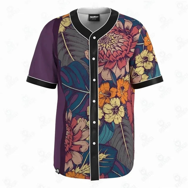 Camiseta de béisbol con patrón de tatuaje
