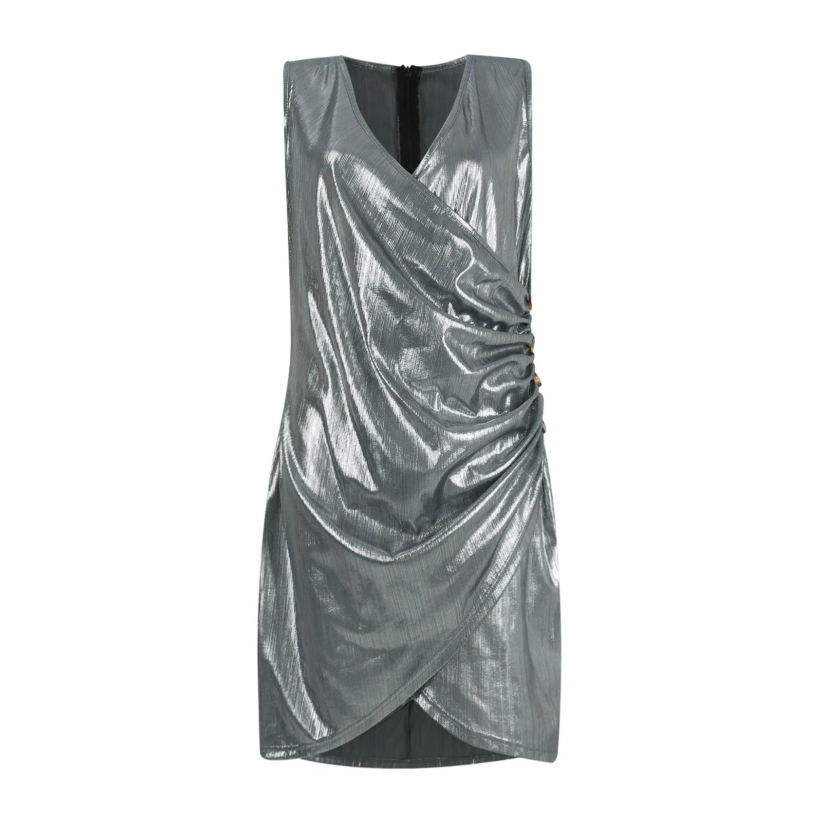 Vestido corto plisado sin mangas
