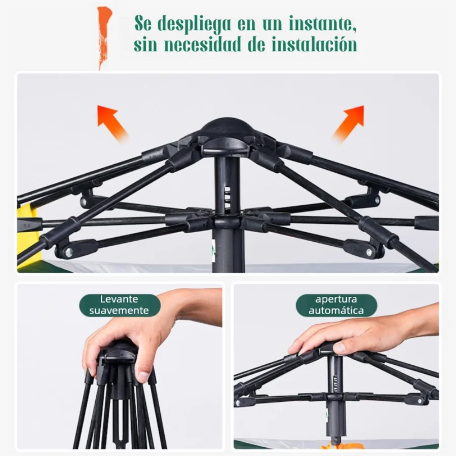 Tienda impermeable con 2 puertas y 2 ventanas, portátil para camping