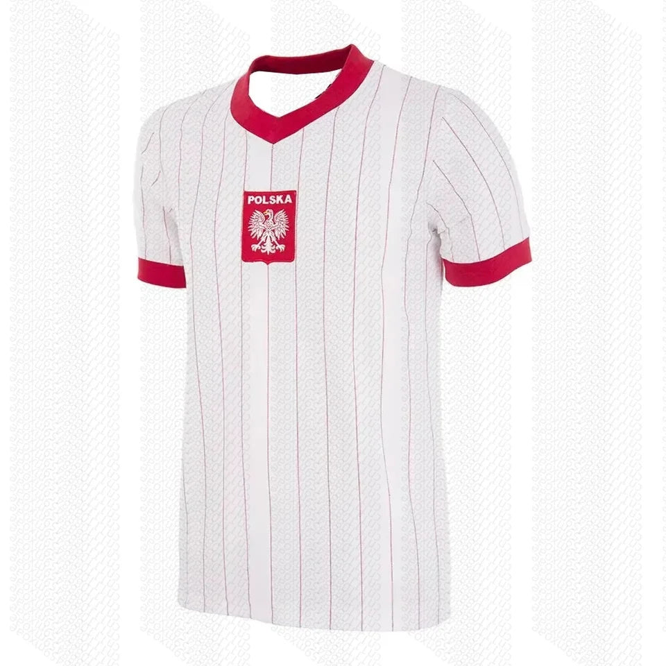 Camiseta a Rayas Rojas y Blancas Inspirada en Polonia para Hombre