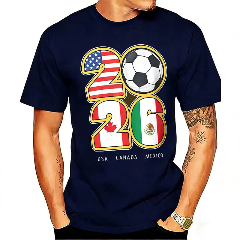 Camiseta de Algodón con Gráfico de Bandera