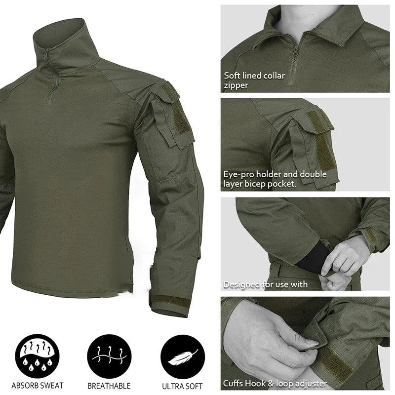 Uniforme táctico verde G3, traje de camuflaje Milit para exteriores