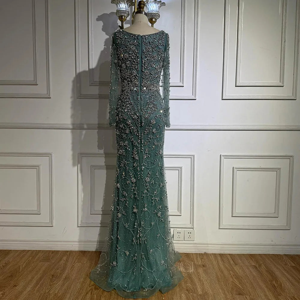 Vestido de noche de sirena de cristal