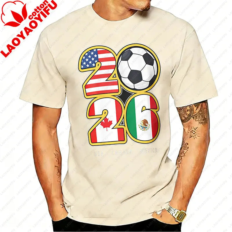 Camiseta de Algodón con Gráfico de Bandera