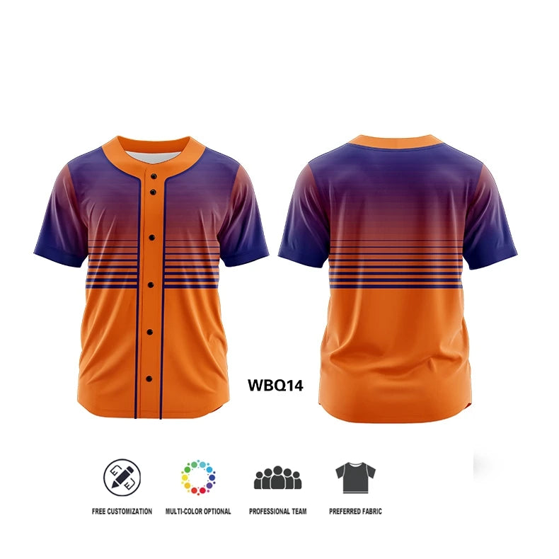 Camiseta de béisbol con botó, personalizada
