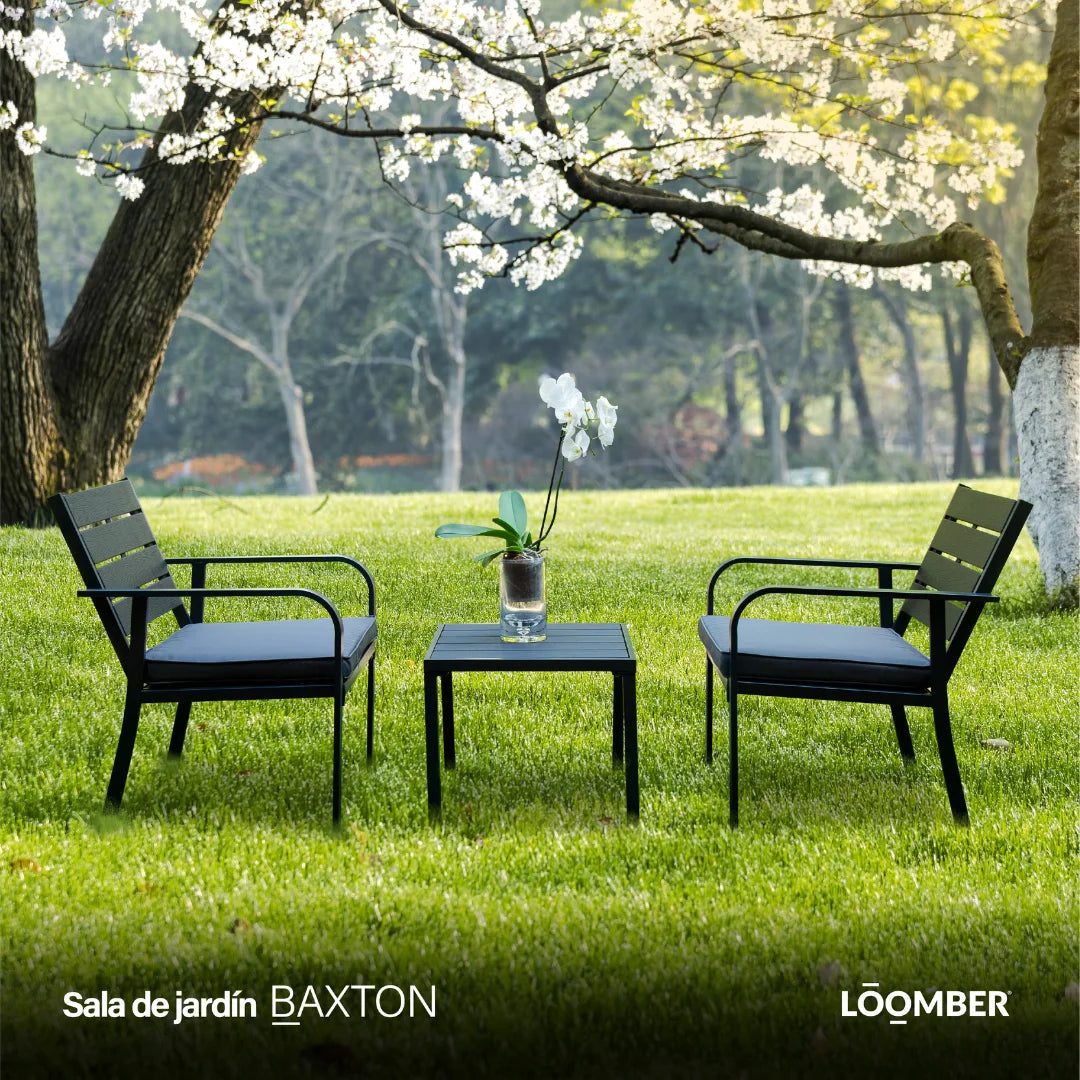 Sala de Jardín Baxton 3 Piezas con Cojines Incluidos para Exterior, Terraza y Jardín – Envío desde México