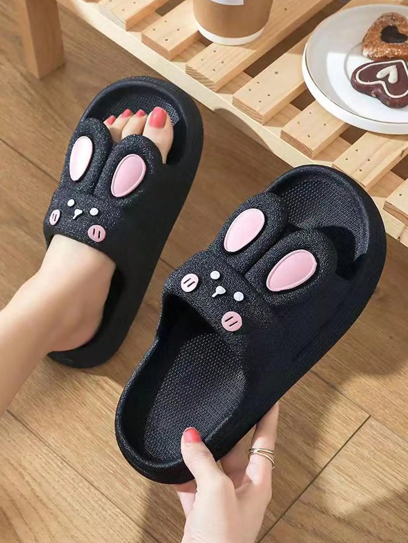 Sandalias De Moda Para Dama Diseño De Conejo Animado