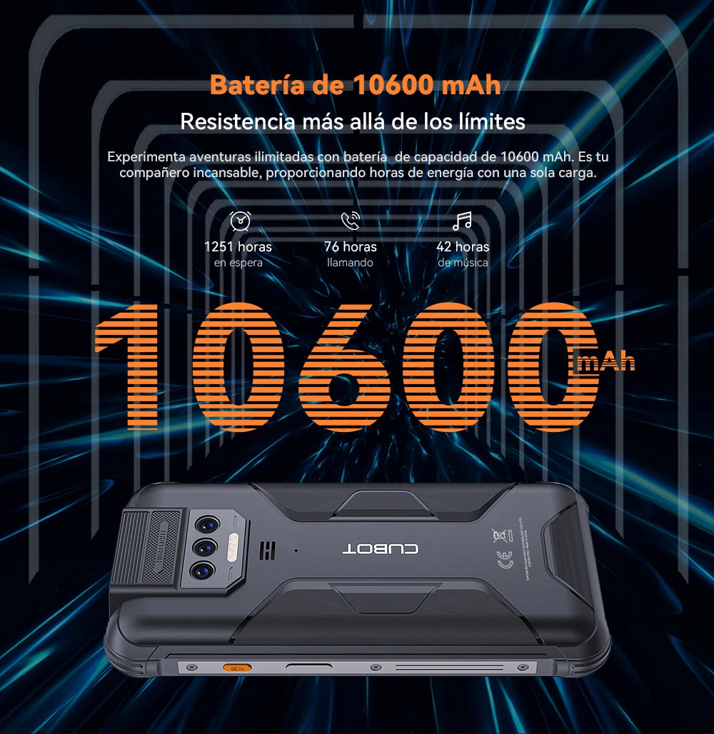 Smartphone resistente al agua IP68 Android 13, , 12 GB de RAM (6 + 6 GB), 256 GB