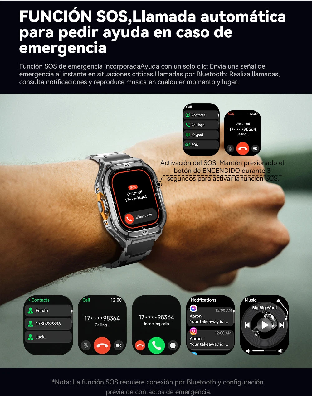 Reloj inteligente para hombres para damas de 1,96“