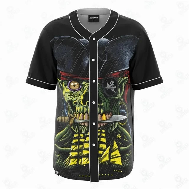 Camiseta de béisbol con patrón de tatuaje
