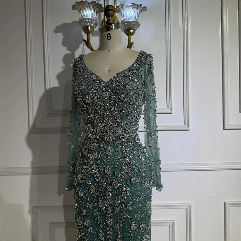 Vestido de noche de sirena de cristal