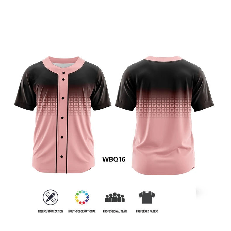 Camiseta de béisbol con botó, personalizada