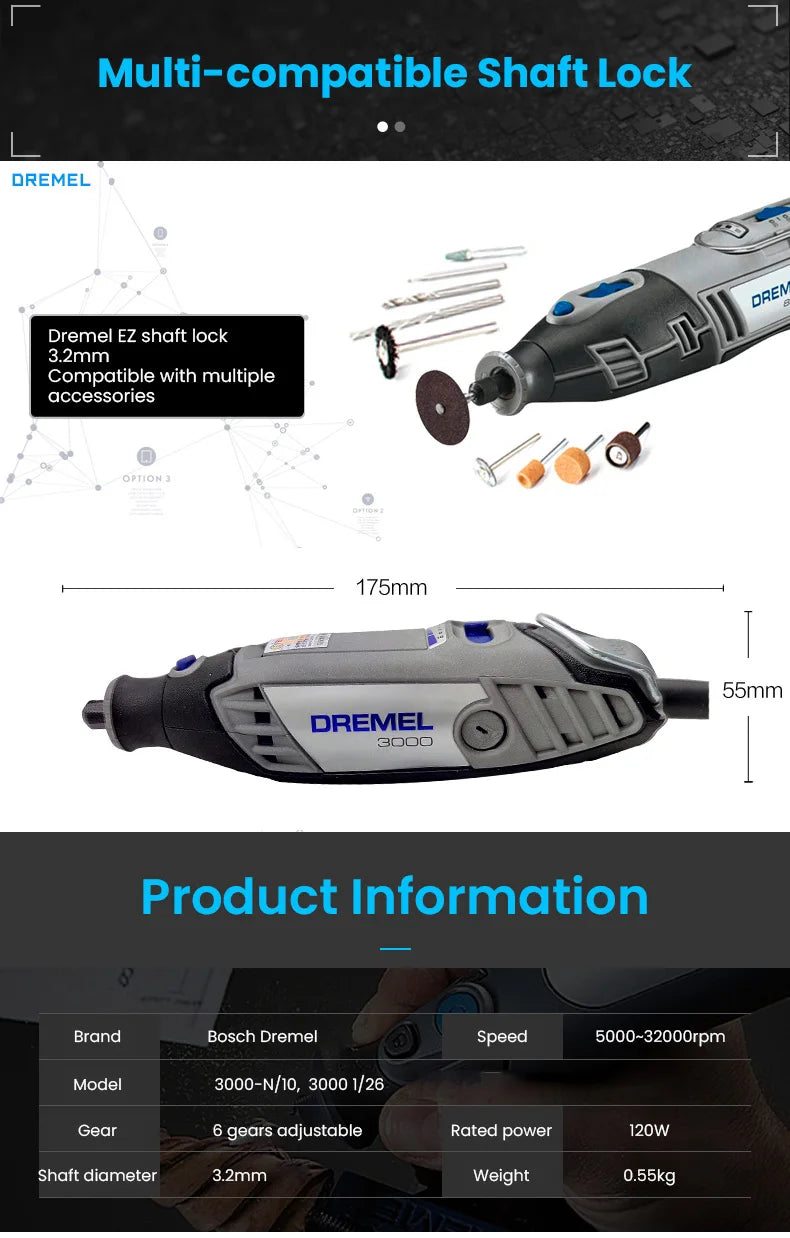 Kit de herramientas rotativas eléctricas Dremel 3000