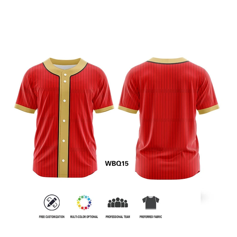 Camiseta de béisbol con botó, personalizada