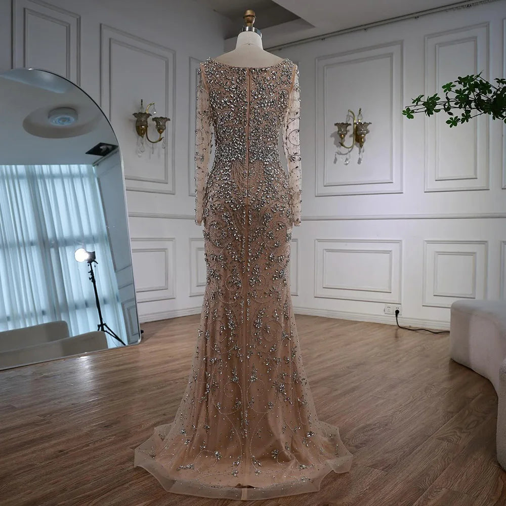 Vestido de noche de sirena de cristal