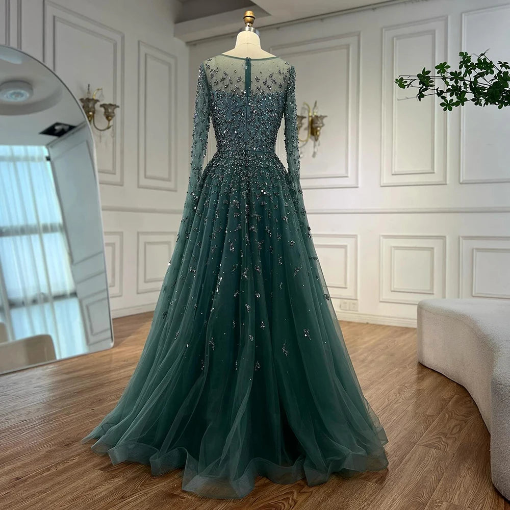 Vestido de noche turquesa elegante