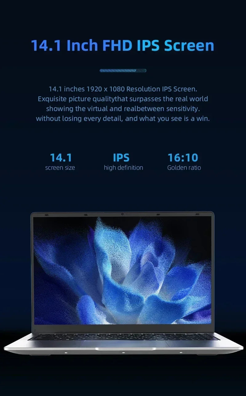 ordenador portátil de negocios de 14,1 pulgadas, 12GB de RAM, 1TB, 2TB SSD,