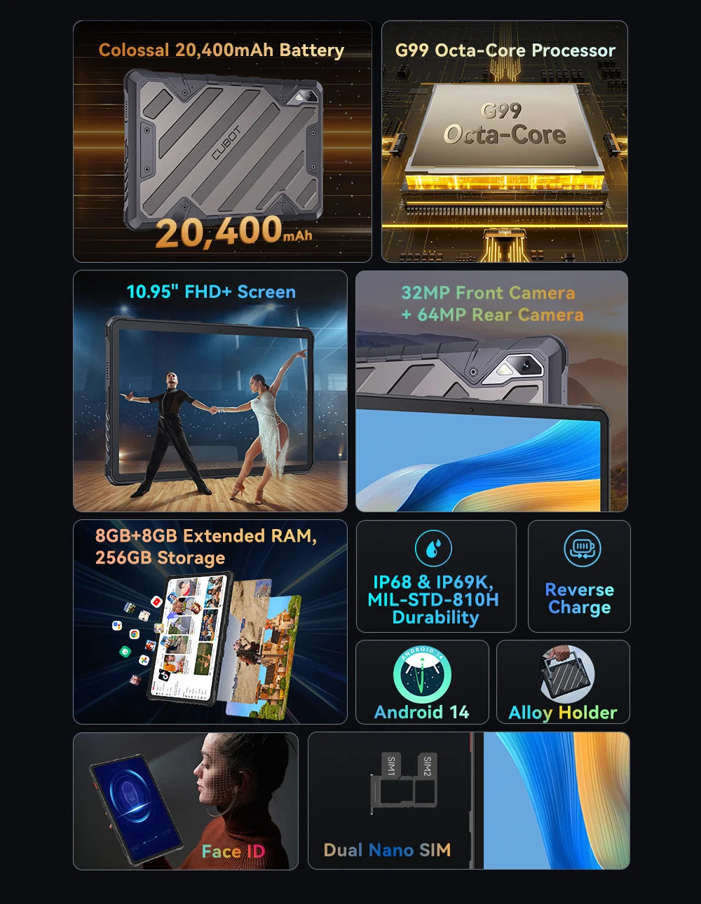 tableta resistente, Android 14,