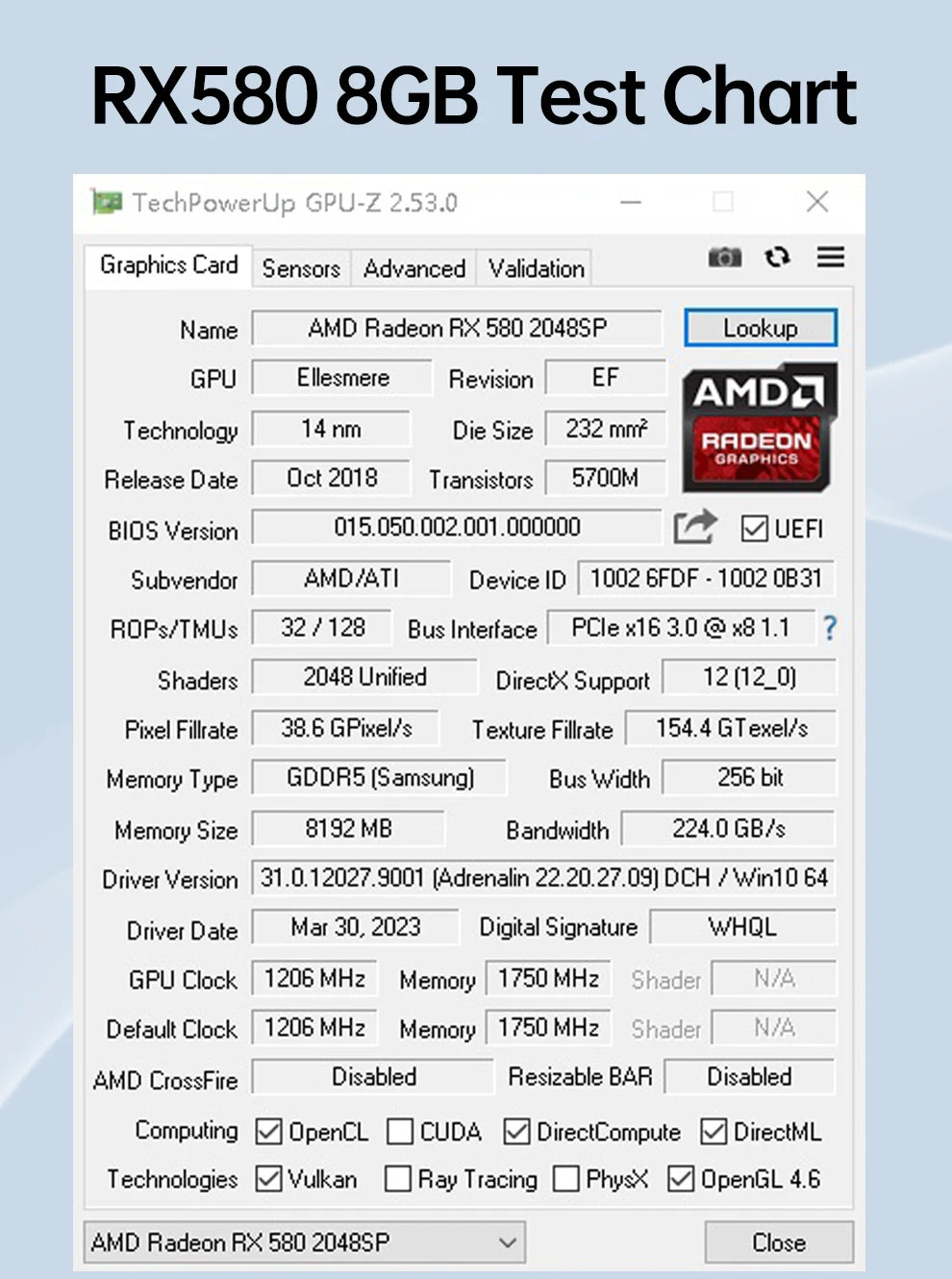 Tarjeta gráfica SOYO AMD Radeon RX580 8G memoria GDDR5