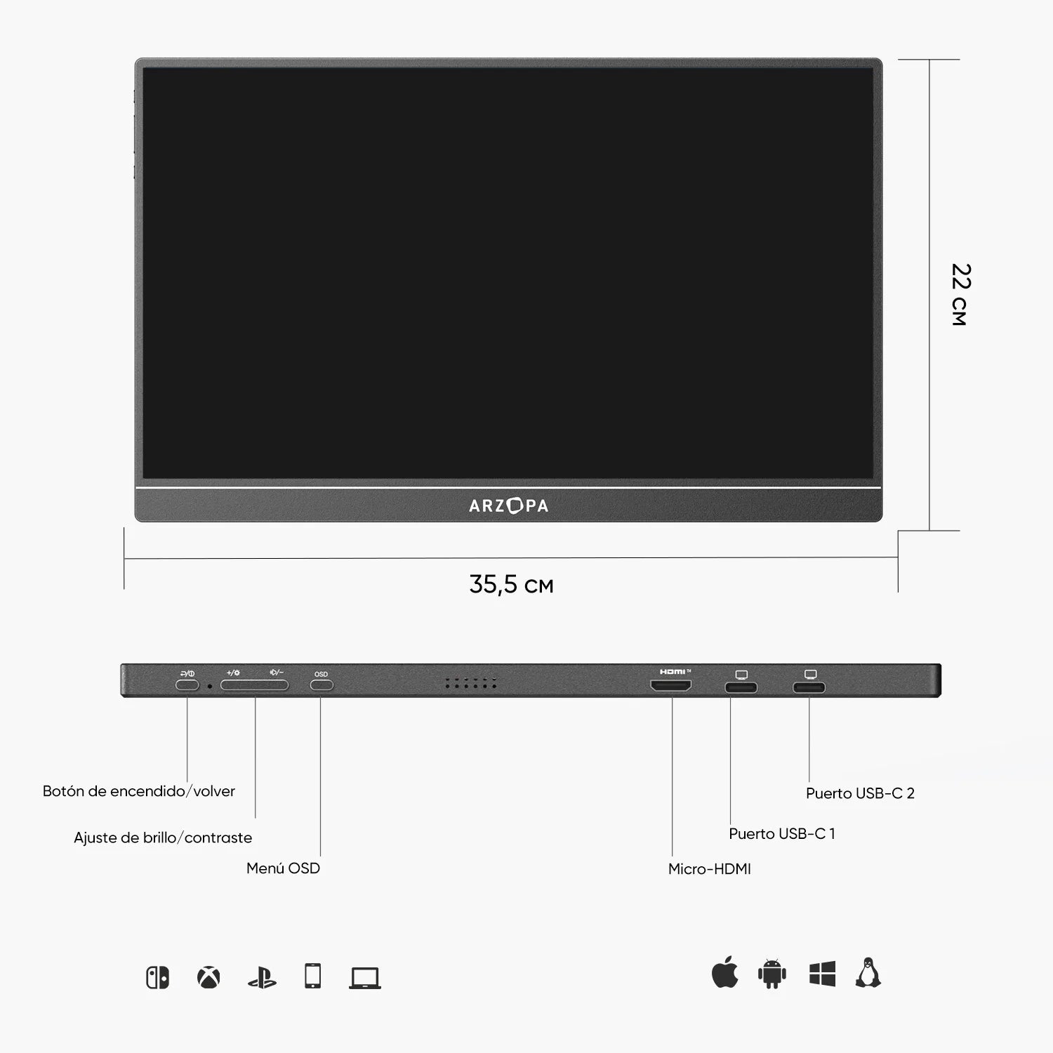 ARZOPA Pantalla IPS de monitor portátil 1080P FHD de 15,6