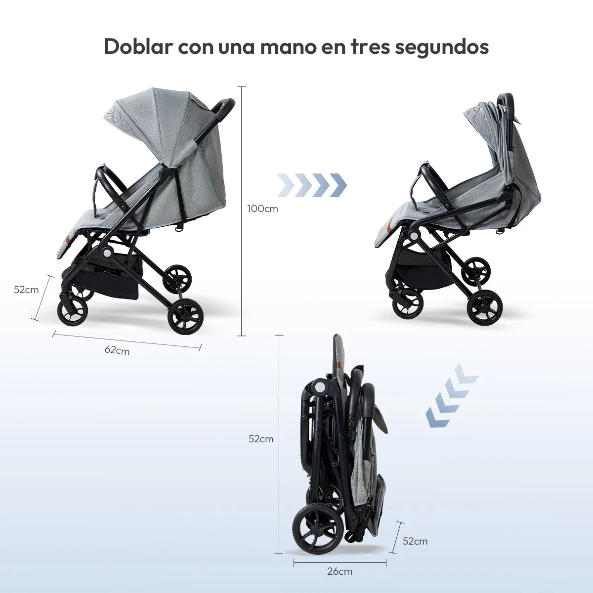 Cochecito de bebé plegable de un solo toque