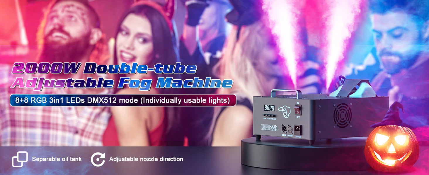 Somspot-máquina de humo ajustable de doble tubo, 2000W,