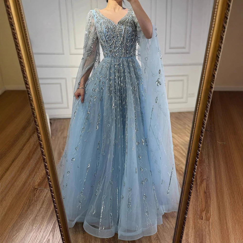 vestido de noche personalizado de lujo con cuentas de cristal