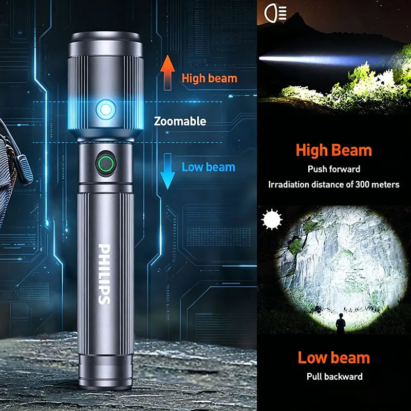 Linterna Philips con Zoom Recargable