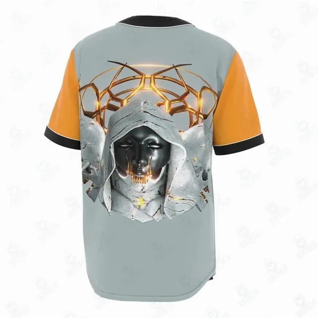 Camiseta de béisbol con patrón de tatuaje