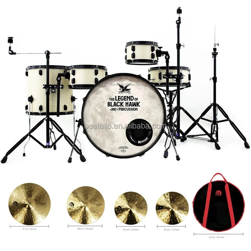 Batería Acústica Portátil de 22 Pulgadas con Platillos