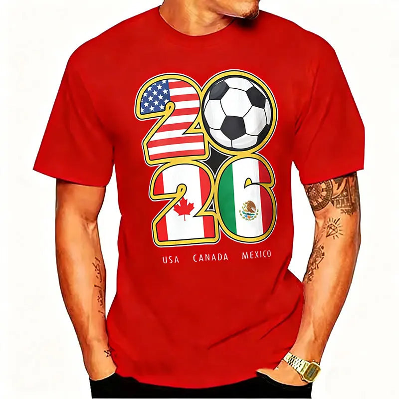 Camiseta de Algodón con Gráfico de Bandera