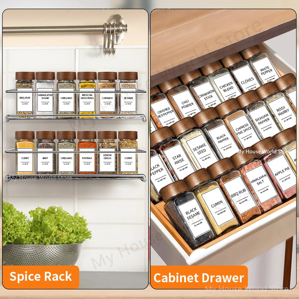 13 frascos de vidrio para especias con tapas de bambú, frascos de 4oz para condimentos, set organizador para especiero, almacenamiento para botellas