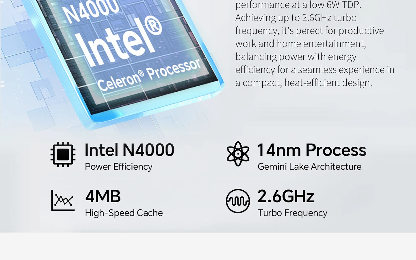 Mini PC Intel N4000 CPU 6G RAM 64G