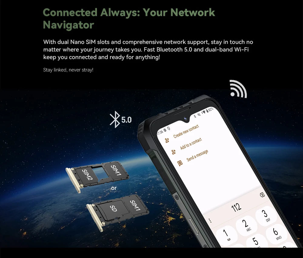 Smartphone ultrafino y resistente con Android 14, 16GB de RAM ,