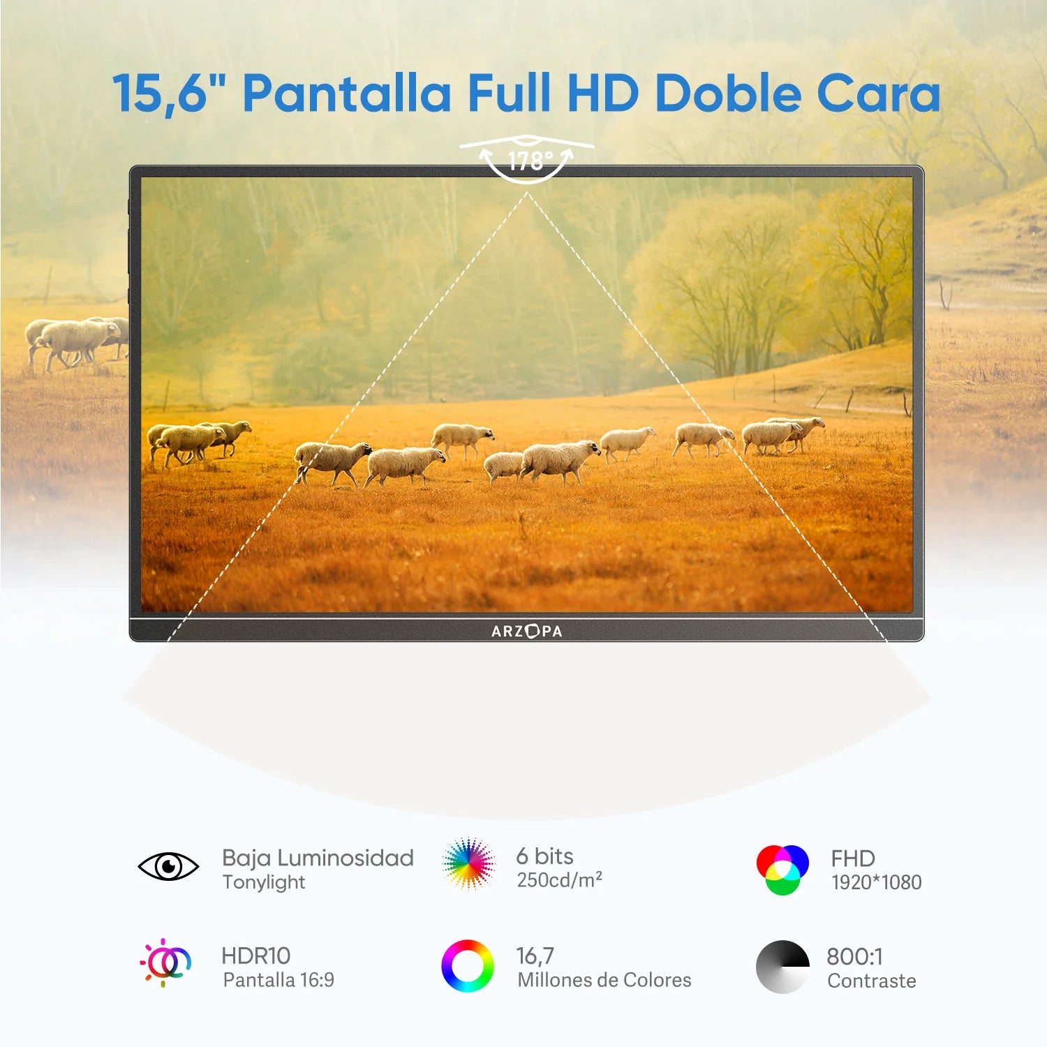 ARZOPA Pantalla IPS de monitor portátil 1080P FHD de 15,6