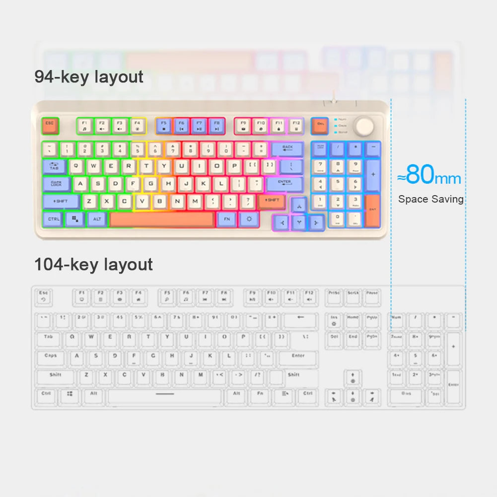 Teclado mecánico de 94 teclas con ratón, teco para PC,