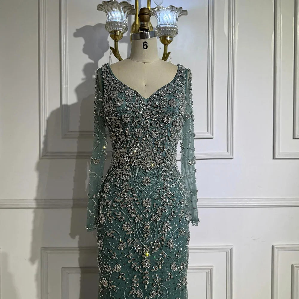 Vestido de noche de sirena de cristal