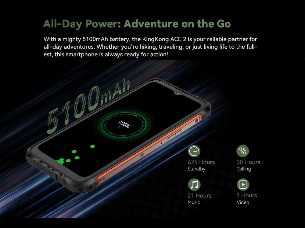 Smartphone ultrafino y resistente con Android 14, 16GB de RAM ,