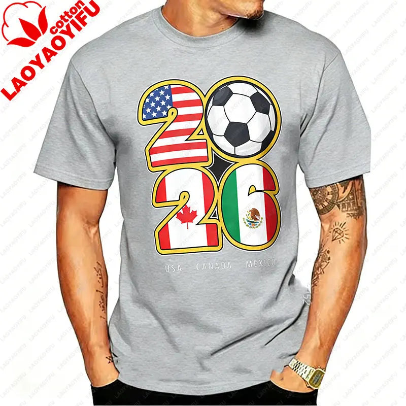 Camiseta de Algodón con Gráfico de Bandera