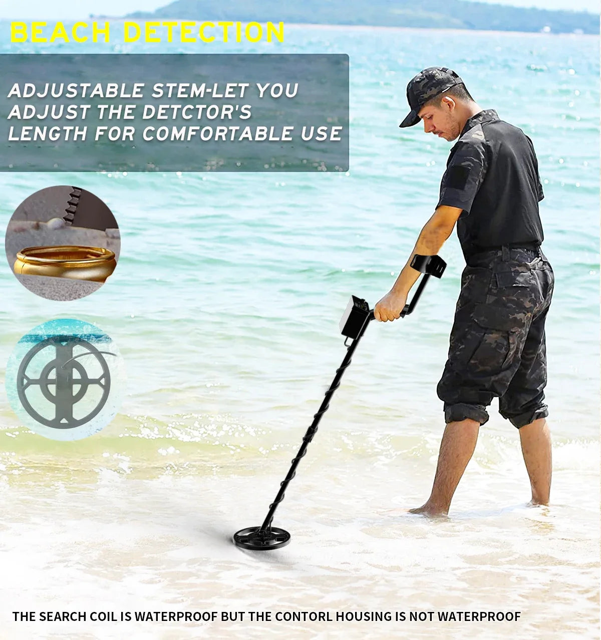 Detector de Metales resistente al agua, puntero GT200